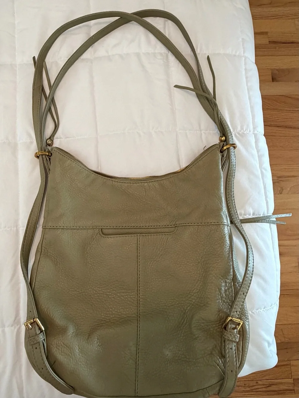HOBO Leather Merrin Convertible Backpack and Shoulder Bag - Cactus Green